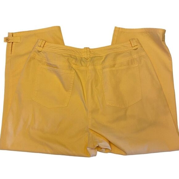 Talbots Pale Yellow Cropped Pants with Button Hem Size 12 Petite - Picture 8 of 16